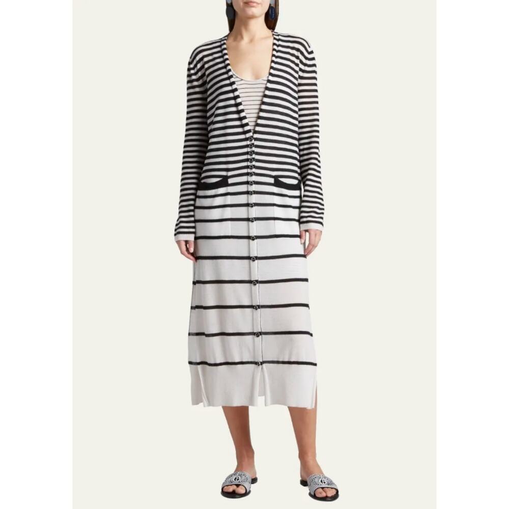 GIORGIO ARMANI Degrade Striped Cashmere Cardigan Sweater Women's Size 44 Duster